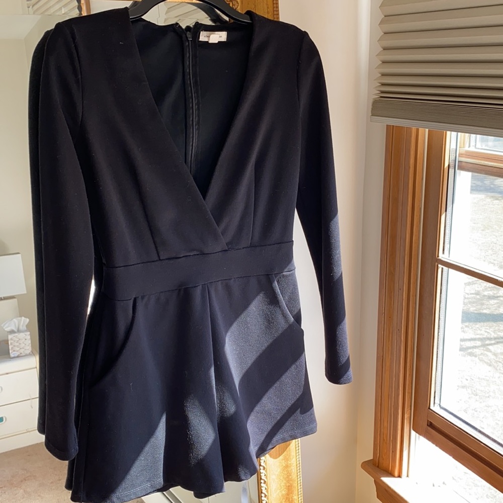 Urban Outfitters long sleeve romper low V neck